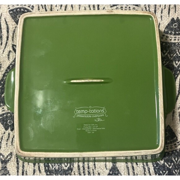 Temp-Tations Green Square Baker Polka Dot Yellow 8" - Picture 6 of 16